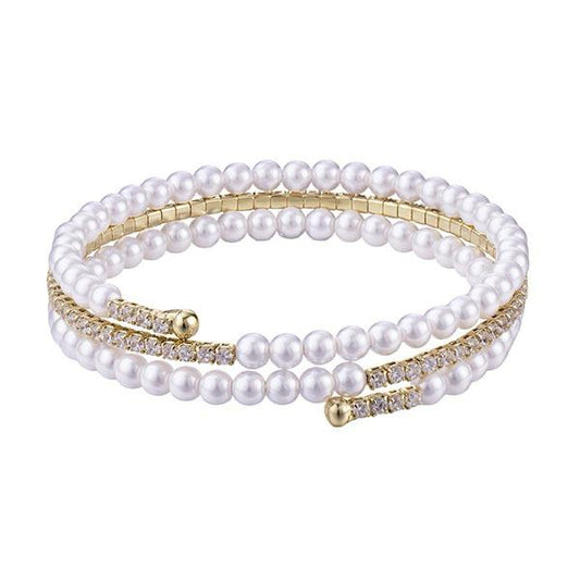 Pave' set cz with pearls flexi bracelet