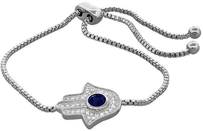 Blue eye hamsa slider bracelet