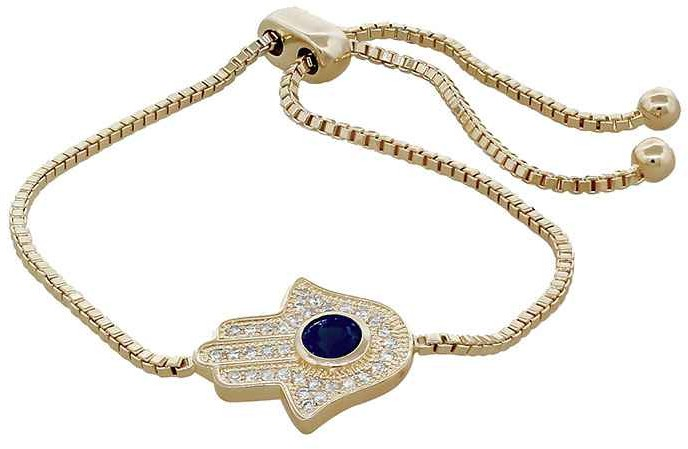 Blue eye hamsa slider bracelet