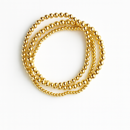 3 row gold beaded bracelet